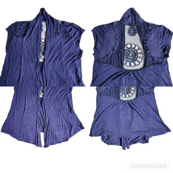 M Fasis blue short sleeve open front cardigan sz M - Picture 3 of 10